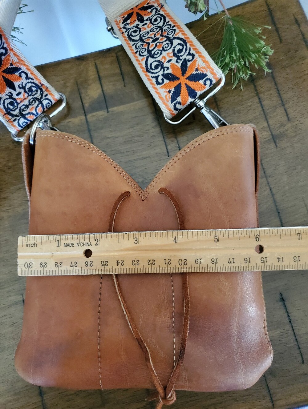 Handmade Cowboy Boot Crossbody Purse with Woven Boho Guitar Strap - Picture 12 of 16